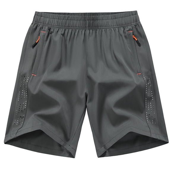 Men's Athletic Shorts 7" Inseam Breathable Mesh Running Quick Dry Performance Fitness Short Pants Above Knee Zipper Pockets Summer Track Wear