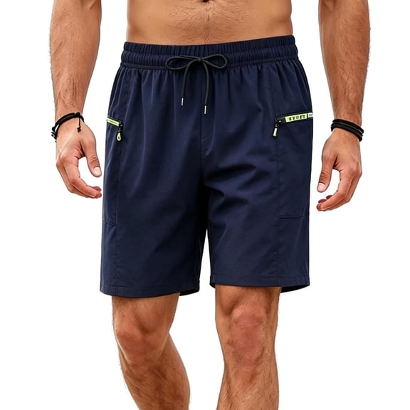 Men's Athletic Shorts 8" Inseam Quick Dry Zipper Pockets Short Pants Casual Above Knee Length Summer Workout Activewear Beach Loungewear