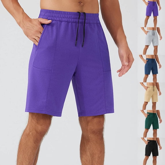 Men's Athletic Shorts 9" Inseam Performance Workout Short Pants Training Basketball Running Summer Quick Dry Moisture Wicking Sweat Shorts with Pockets, Elastic Waist