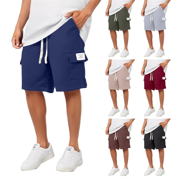 Men's Athletic Shorts Men's Flat Front Short Running Shorts Work Casual Shorts with Pockets Stretch Waist Athletic Gym Short Activewear Workout Shorts for Men