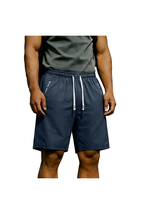 Men's Athletic Shorts Quick Dry Performance Ripstop Running Short Pants 9" Inseam Workout Training Elastic Waist Drawstring Travel Hiking Shorts with Zipper Pockets