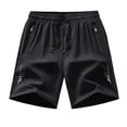 thumbnail image 1 of Men's Athletic Shorts Running Gym Workout Shorts Zipper Pockets Quick Dry Lightweight Breathable Sports Training Jogging Shorts with Drawstring Elastic Waist Black L, 1 of 5