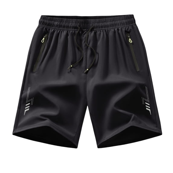 Men's Athletic Shorts Running Gym Workout Shorts Zipper Pockets Quick Dry Lightweight Breathable Sports Training Jogging Shorts with Drawstring Elastic Waist Black L
