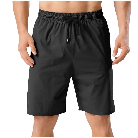 Men's Athletic Shorts Solid Color Breathable Quick-Drying Shorts Elastic Waist Drawstring Shorts