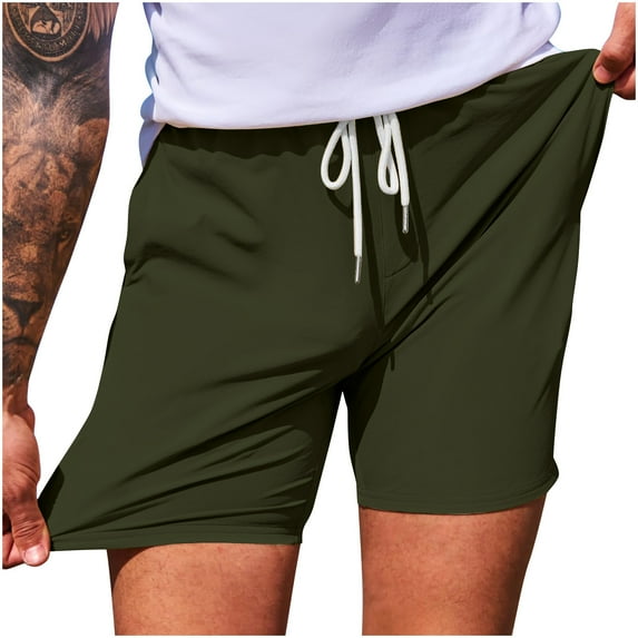 Men's Athletic Shorts with Pockets and Elastic Waistband Quick Dry Activewear Workout Shorts for Men Army Green S