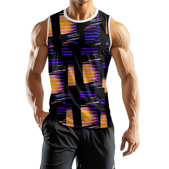 Men's Athletic Sleeveless Tank Top Quick-Dry Breathable Lightweight Multicolor Geometric Pattern For Gym Sports
