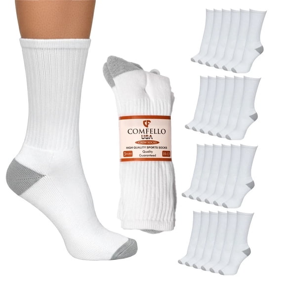 Men's Athletic Socks, Moisture-Wicking Cushioned Crew Sports Socks 12 Pack