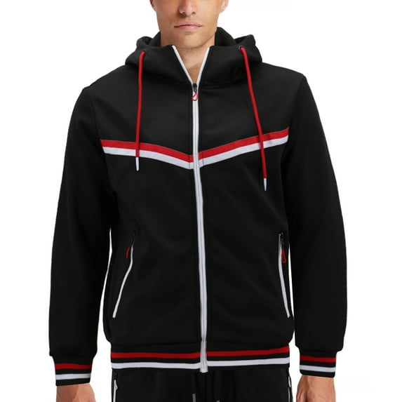 Men's Athletic Sport Casual Running Jogging Gym Two Tone Sweat Tracksuit Gym Set (2XL, Unique2 Black)