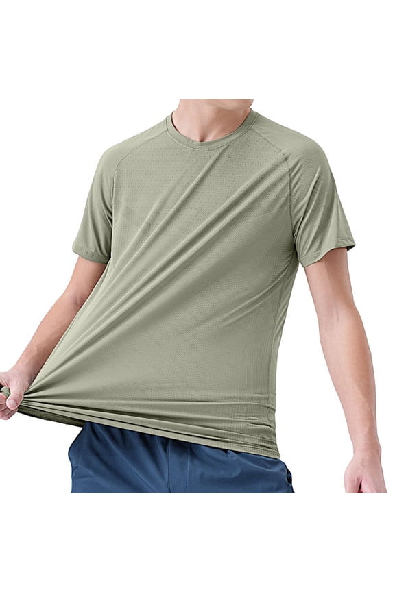 Men's Athletic Sports Shirt Quick Dry Moisture-Wicking Mesh Breathable Cool Crew Neck Slim Fit Tee Father's Gift