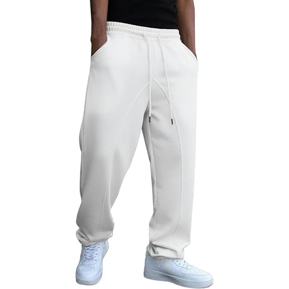 Men's Athletic Sweatpants Lightweight Lounge Pants Straight Solid Slack Trousers for Gym Running Sport Wear