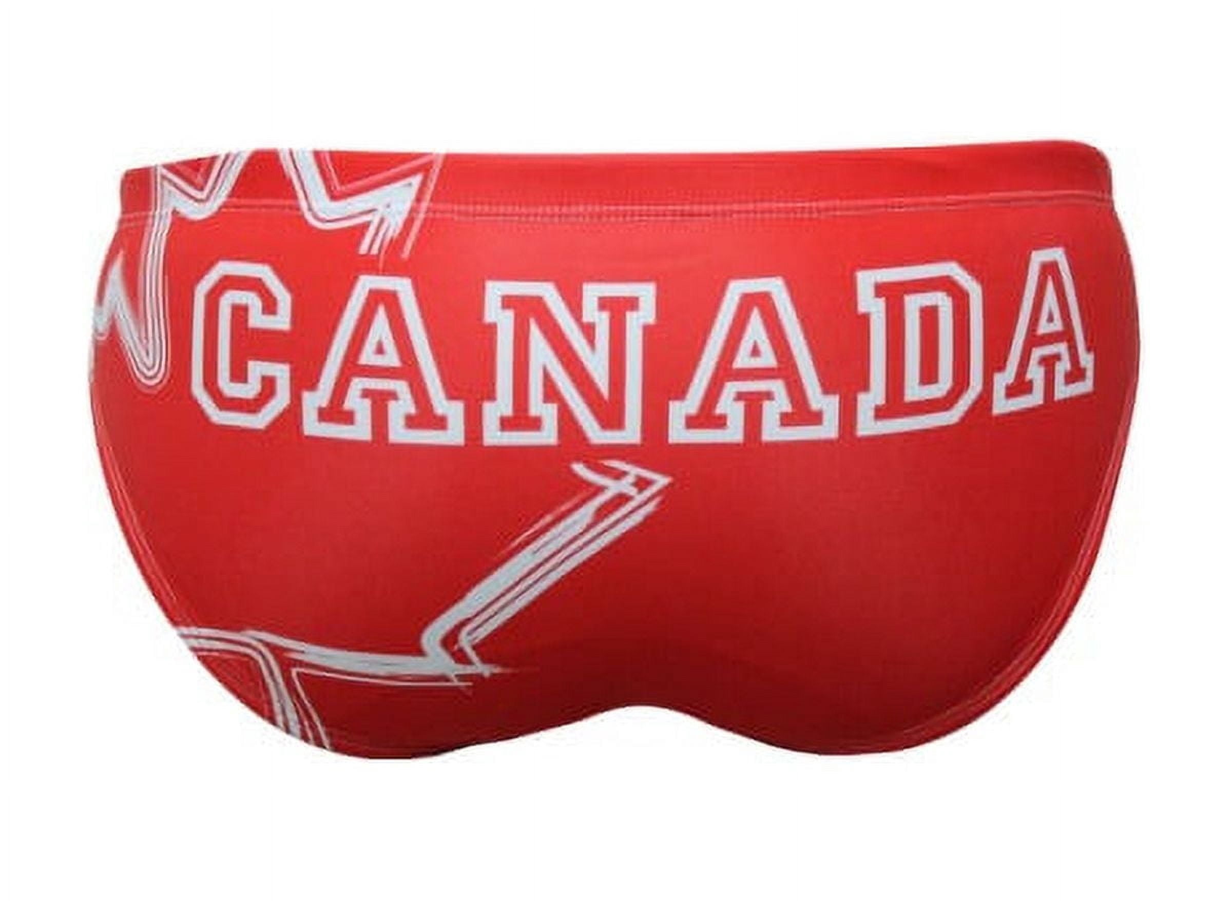 Men’s Athletic Swimwear Sporti Swimsuit MTS Canada Maple Leaf Active Swimmers for Underwater Sport (Men’s Swimsuit Red)
