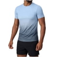 thumbnail image 1 of Men's Athletic T-Shirts Gradient Ombre Short Sleeve Crew Neck Slim Fit Workout Top Performance Quick Dry Lightweight Stretch Tee for Running Training Outdoor Bodybuilding Fitness, 1 of 9