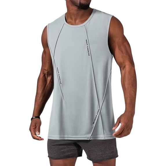 Men's Athletic Tank Top Lightweight Breathable Sleeveless Workout Shirt For Gym Running Outdoor Sports WearLight GrayS