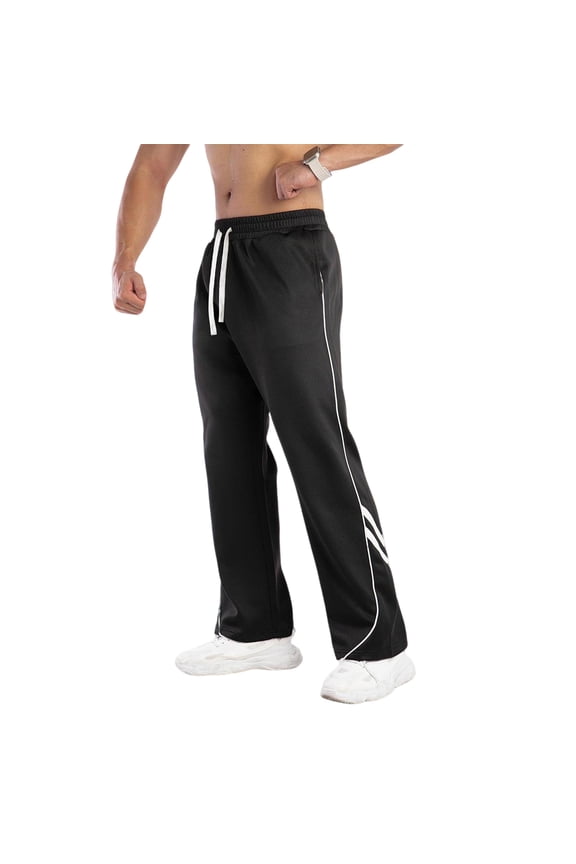Men’s Athletic Track Pants Loose Fit Drawstring Waist Straight Leg Lightweight Sportswear with Side Stripes for Workout Running Gym