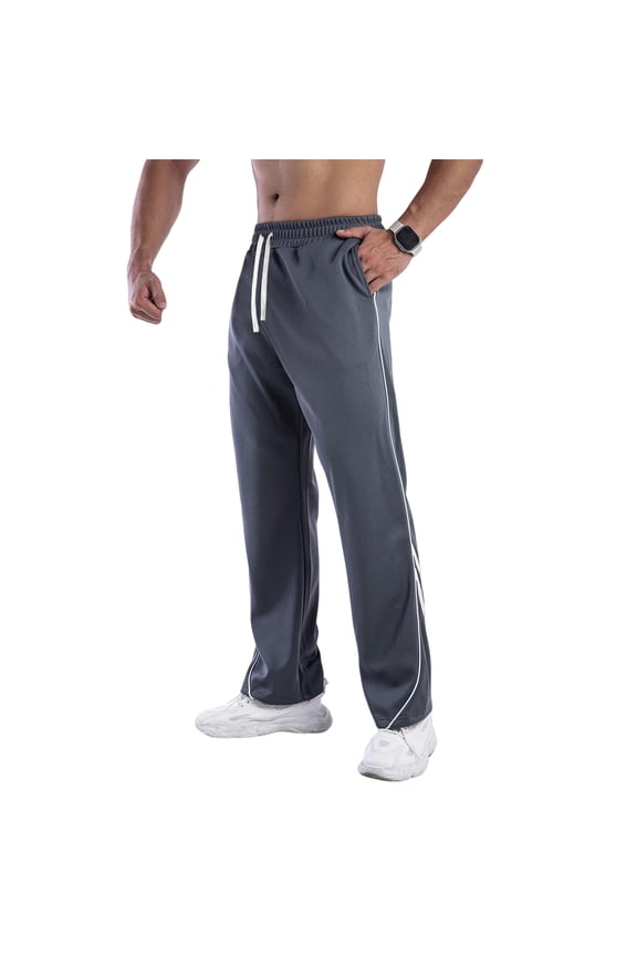 Men’s Athletic Track Pants Loose Fit Drawstring Waist Straight Leg Lightweight Sportswear with Side Stripes for Workout Running Gym