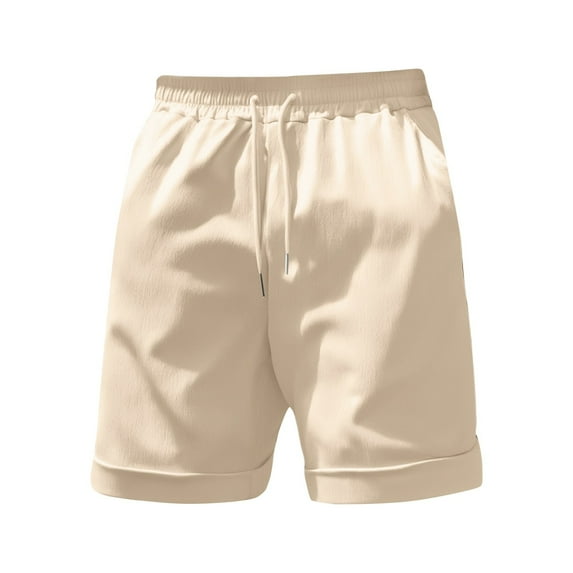 Men's Athletic Training Shorts, Casual Multi-Pocket Cargo Shorts with Elastic Waist & Quick-Dry Tech Fabric ,Beige L