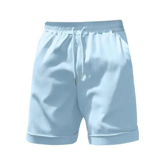Men's Athletic Training Shorts, Casual Multi-Pocket Cargo Shorts with Elastic Waist & Quick-Dry Tech Fabric ,Sky Blue XL