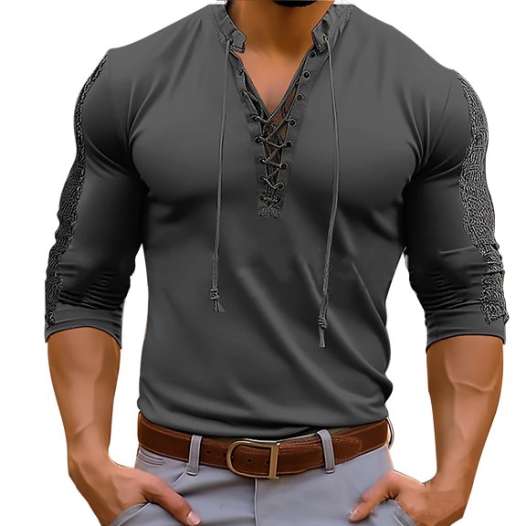 Men's Athletic Workout Hooded Shirts Men's Fashion Cotton Linen Shirt Lightweight Solid Color Long Sleeve Button Down Henley Shirts Beach Hawaiian T Shirts for Men