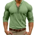 thumbnail image 1 of Men's Athletic Workout Hooded Shirts Men's Fashion Cotton Linen Shirt Lightweight Solid Color Long Sleeve Button Down Henley Shirts Beach Hawaiian T Shirts for Men, 1 of 6