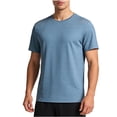 thumbnail image 1 of Men's Athletic Workout T-Shirts Solid Color Casual Breathable Ice-Silk Short Sleeve Top, 1 of 7