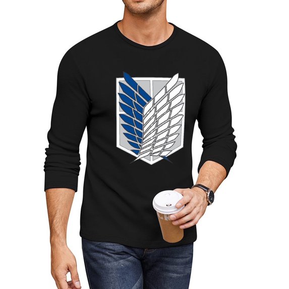 Men's Attack on Titan T-Shirts, Anime Cotton Long Sleeve Shirt, Casual Crew Neck T-Shirt for Adults, S-3XL
