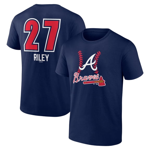 Men's Austin Riley Navy Atlanta Braves Fastball Player Name & Number T-Shirt