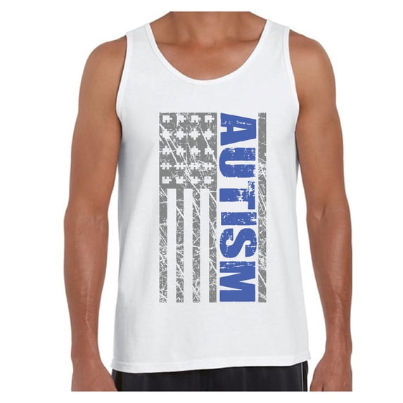 Men's Autism Awareness American Flag Graphic Tank Tops