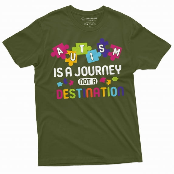 Men's Autism Awareness Tee T-shirt Autism is a Journey not a destination Tee shirt Autistic Gifts (Medium Military Green)