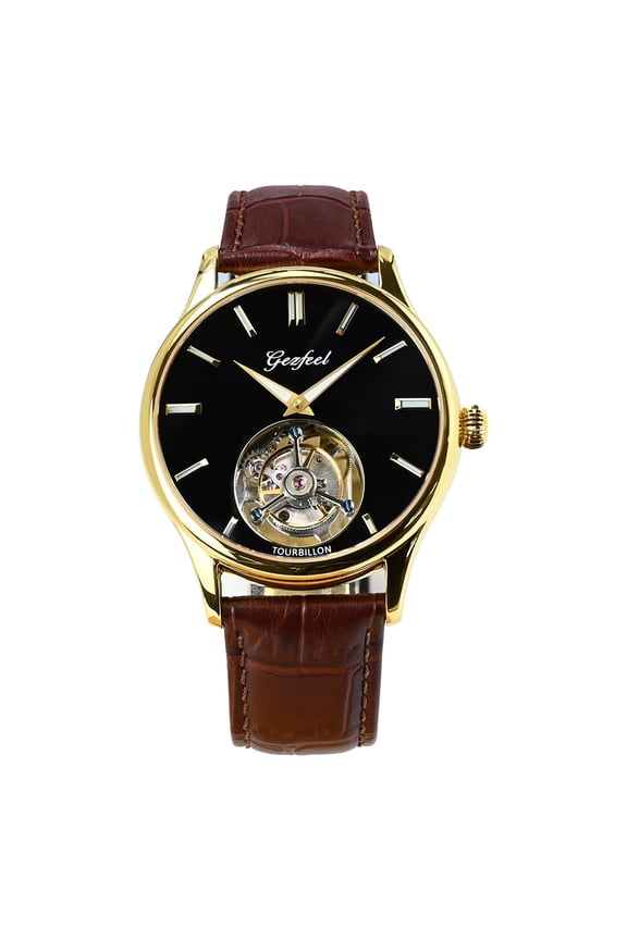 Men's Automatic Luxury Watch, Genuine Flying Tourbillon Skeleton with Power Reserve, Sapphire Crystal Waterproof Wristwatch