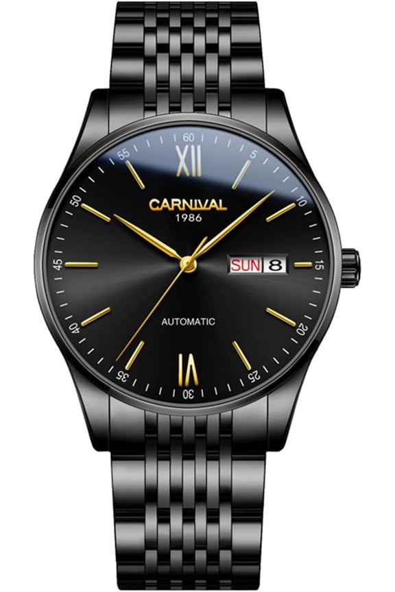 Men's Automatic Mechanical Simple Watches Gold Silver Stainless Steel Waterproof Watch Date with Week