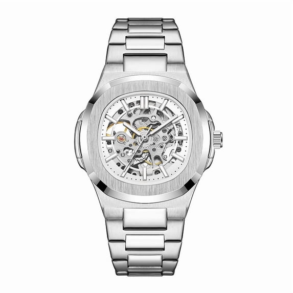 Men's Automatic Mechanical Skeleton Watch,Stainless Steel Bracelet Wrist Watch