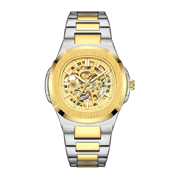 Men's Automatic Mechanical Skeleton Watch,Stainless Steel Bracelet Wrist Watch