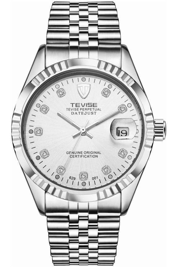 Men's Automatic Watch Day Date 30m Water Resistant Stainless Steel Dress Watch