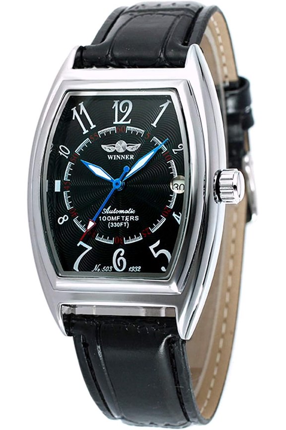 Men's Automatic Watch Top Luxury Brand Date Function Shape Fashion Leather Watch