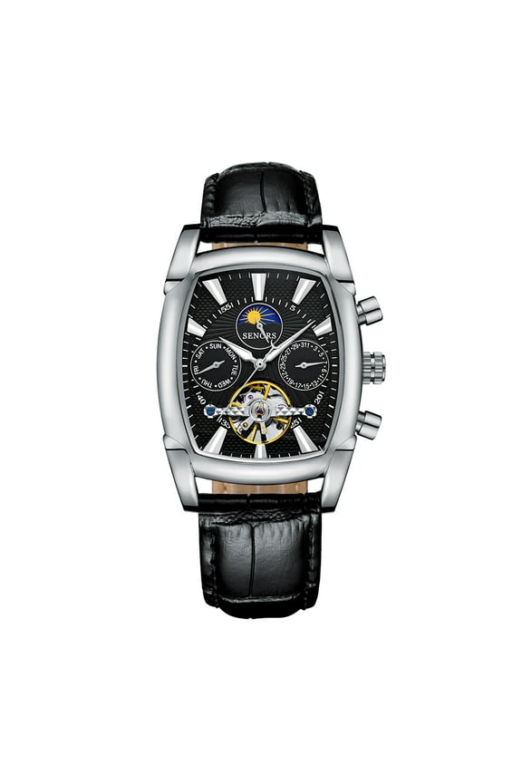 Men's Automatic Wristwatches Self-Wind Mechanical Watch,Luminous Display (Black)