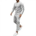 thumbnail image 1 of Men’s Autumn 2 Piece Solid O Neck Long Sleeve Shirts & Long Pants Sets, 1 of 2