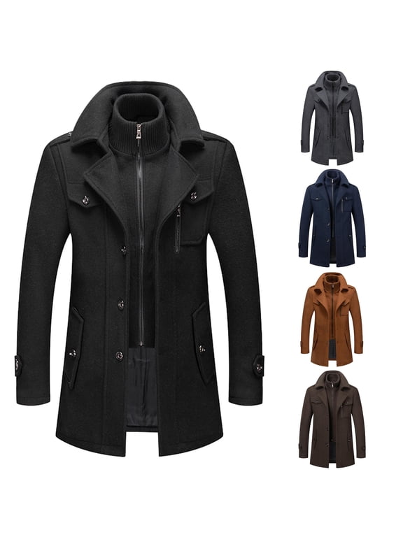 Men's Autumn And Winter Business Woolen Coat Fashion Double Cold Fabric Windbreaker