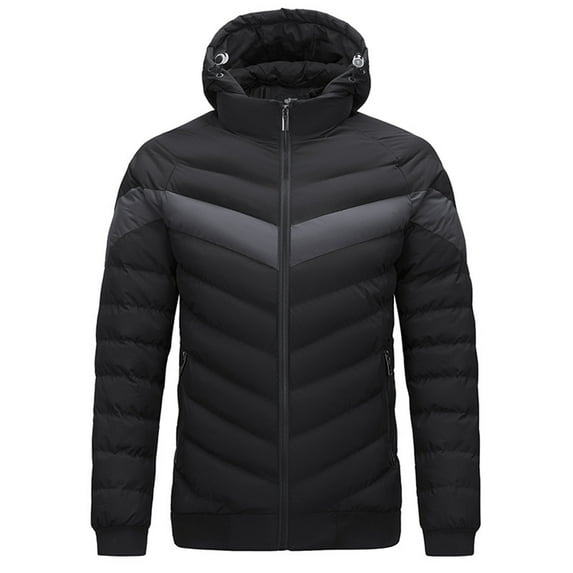 Men's Autumn And Winter Jacket Coat Leisure Plus Size Light Zip Pocket Cotton Padded Warm Soft Hooded Jacket Coat Tops