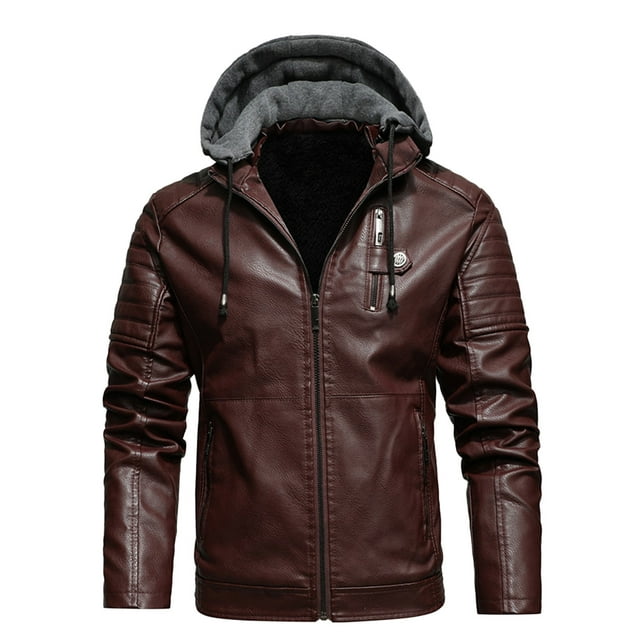 Men's Autumn And Winter Leisure Plus Cashmere Fit Zipper Hooded Stand ...