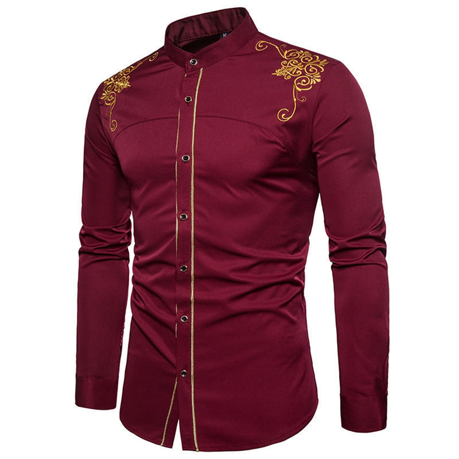Men's Autumn And Winter Long Sleeve Embroidered Shirt Slim Fit Casual