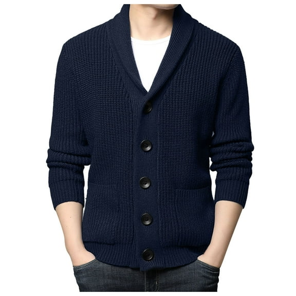 Men's Autumn And Winter Long Sleeve Pullover Solid Cardigan Sweater Coat Blouse