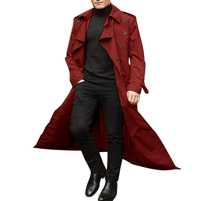 Men s Autumn And Winter Long Trench Coat Double Coats Belt Loose Jacket 5xl Winter Coat Women 3xl Mens Trench Coat Tall Men Winter Jackets Eiderdown Coat Rain Coat Winter Suit Coat for