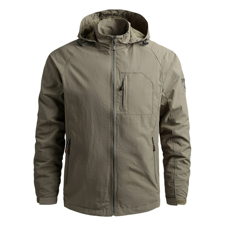 Men s Autumn And Winter Mens Pullover Rain Jacket Detachable Hooded Waterproof Outdoor Jacket Men Lightweight Thin Jacket Top Blouse Mens Lightweight Jackets for Fall Coat Light Mens Zip Walmart