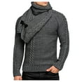 thumbnail image 1 of Men's Autumn And Winter O Neck Long Sleeve Pullover Solid Sweater Blouse And Scarf 2 Pieces Sets, 1 of 2
