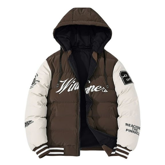 Men's Autumn And Winter Reversible Jacket Colour Blocking Hooded Loose Thickened Coat Jacket