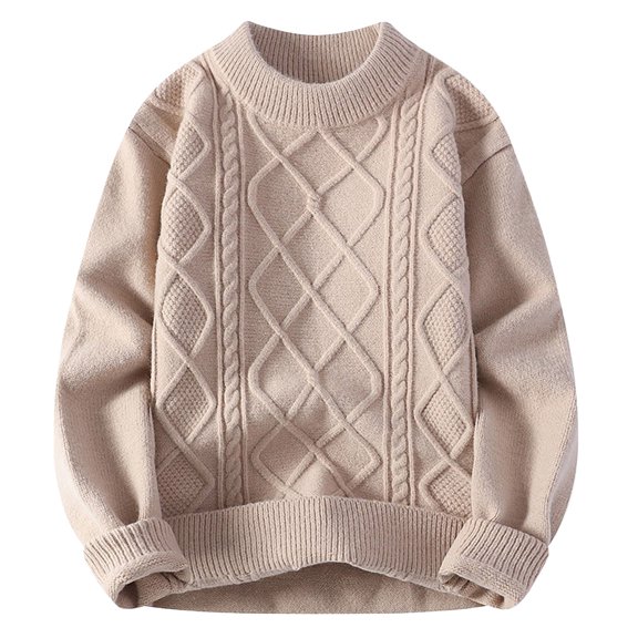 Men's Autumn And Winter Round Neck Color Matching Pullover Sweater