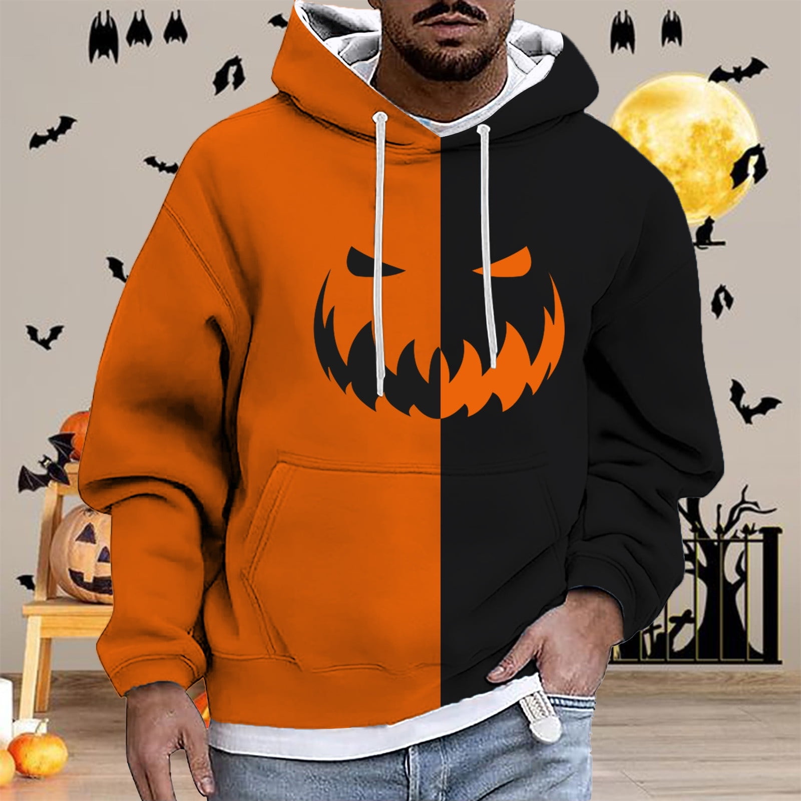 Men s Autumn And Winter Theme Printed Assorted Colors Sweatshirt Long Sleeve Pocket Long Sleeve Hoodie Sweatshirt Young Men Sweatshirts Hoodies Walmart