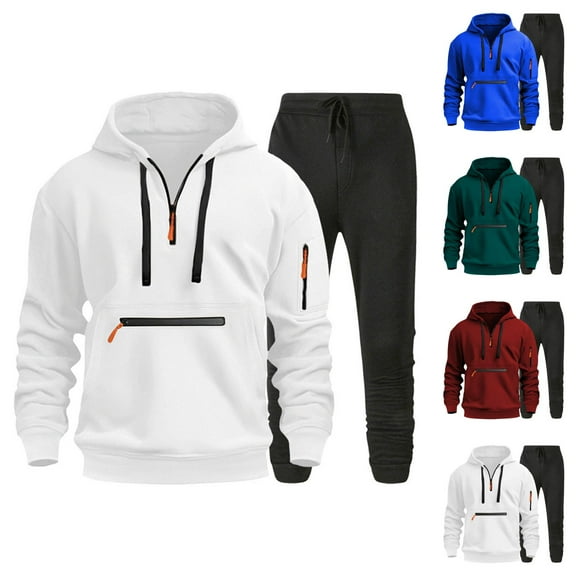 Men's Autumn And Winter Two Piece Fashionable Hoodie Set Hooded Sweatshirt And Casual Black Pants Set Shirt Men Cotton Fleece Hooded Sweatshirt