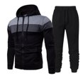 thumbnail image 1 of Men's Autumn Casual Fashion Sportswear Running Fitness Colour Block Hooded Sweatshirt Long Pants Suit, 1 of 5