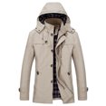 thumbnail image 1 of Men's Autumn Casual Windproof Hooded Jacket Loose Fit Long Plaid Lined Coat Lightweight Outdoor Sports Top, 1 of 2